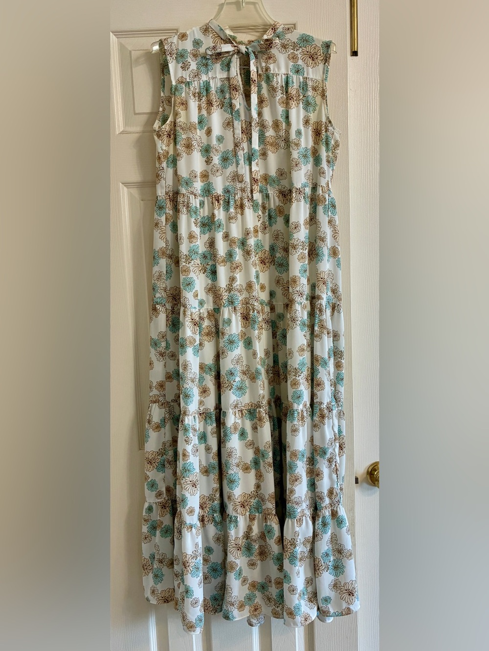 Uniqlo x Paul & Joe Floral Dress in Aqua, Tan & White